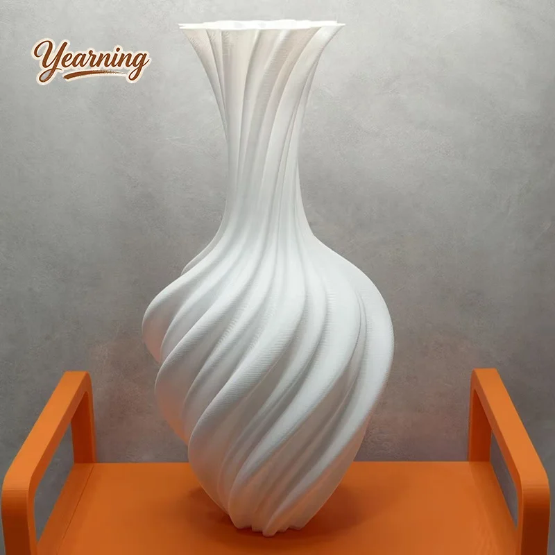 3D Printed Silk Plastic Vase Creative Art Flower Arrangement Decor Nordic Minimalist Home Light Luxury