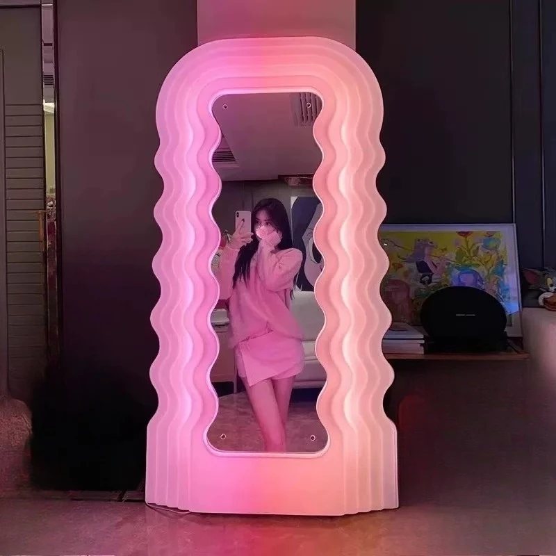 Apartment Light Decorative Mirrors Color Changing Nordic Wavy Mirrors Full Body Design Modern Dekoracyjne Lustra Home Decoration