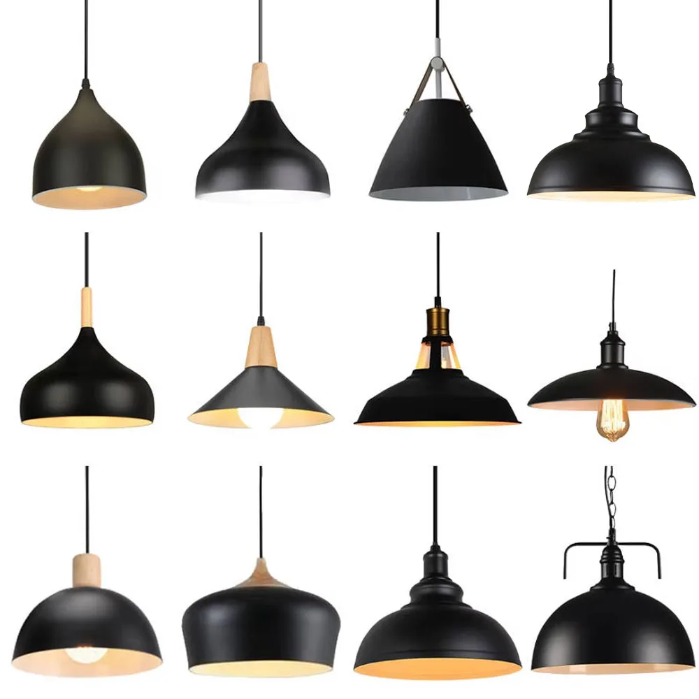 Nordic Modern Hanging Lamps Vintage Iron Black E27 Pendant Lights for Living Room Over Table Dining Room Bedside Suspension Ligh