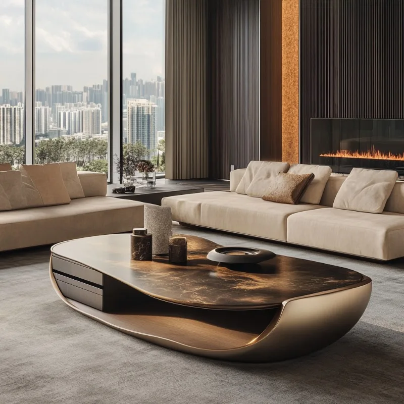 Storage Living Room Coffee Tables Brown Italian Low Narrow Coffee Tables Modern Nordic Designer Mesa De Centro Furniture Home