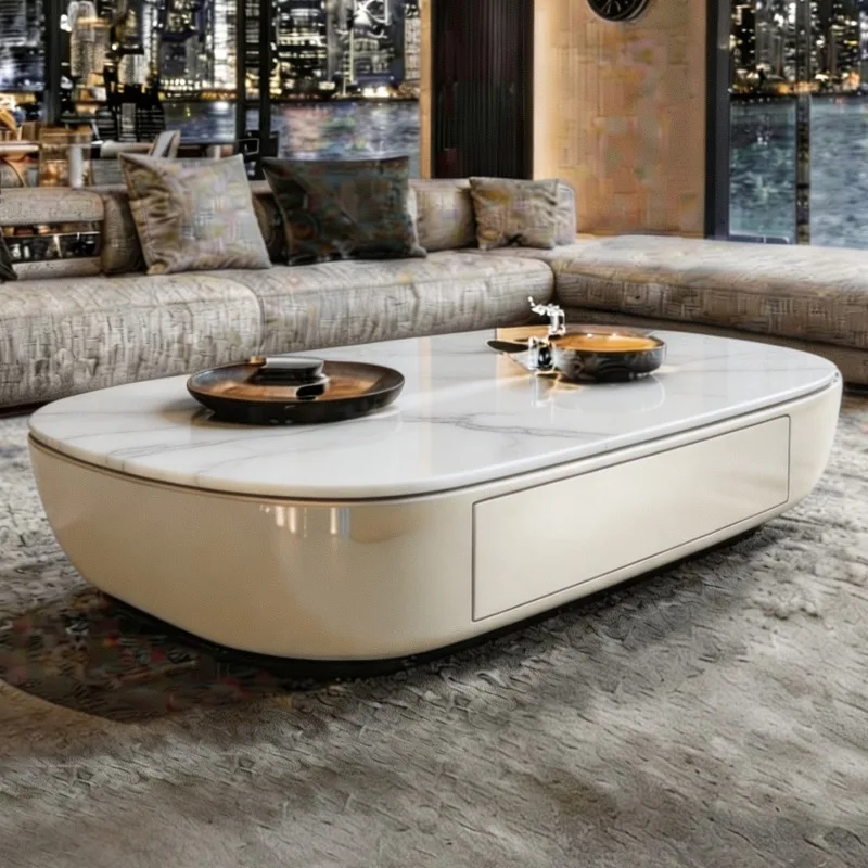 Italian Quality Living Room Coffee Tables Beige Narrow White Coffee Tables Nordic Designer Mesa De Centro Sala Furniture Home