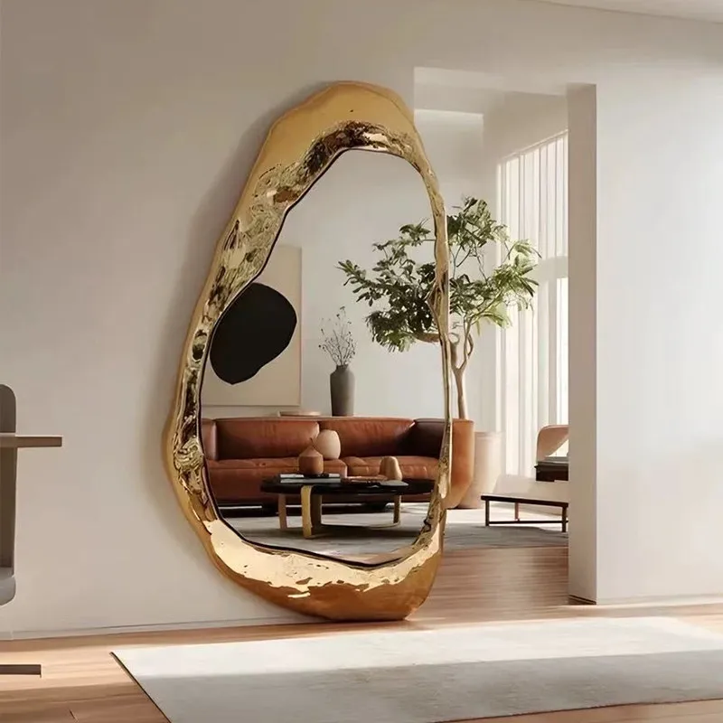 Oval Nordic Decorative Mirrors Aesthetic Gold Luxury Bedroom Mirrors Full Body Living Room Specchi Decorativi Home Decor Items