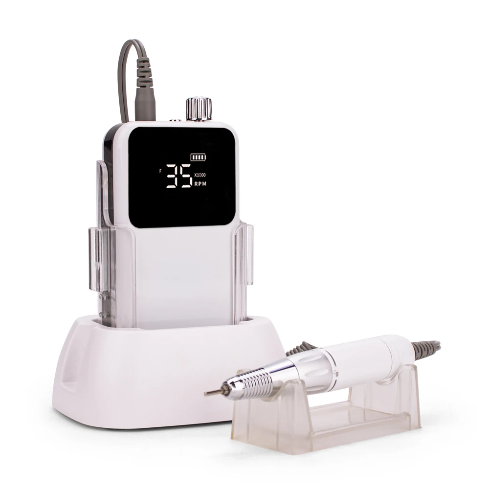 Professional 35000RPM Electric Portable Nail Drill Machine Rechargeable Low Noise Nail Sander File for Manicure Salon Tool