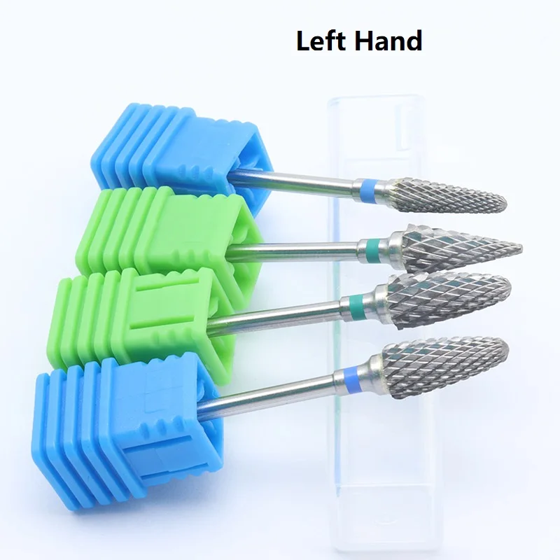 Quality!Left Hand Tungsten Carbide Nail Drill Bit Milling Eletric Manicure Machine Equipment Cuticle Clean Burr