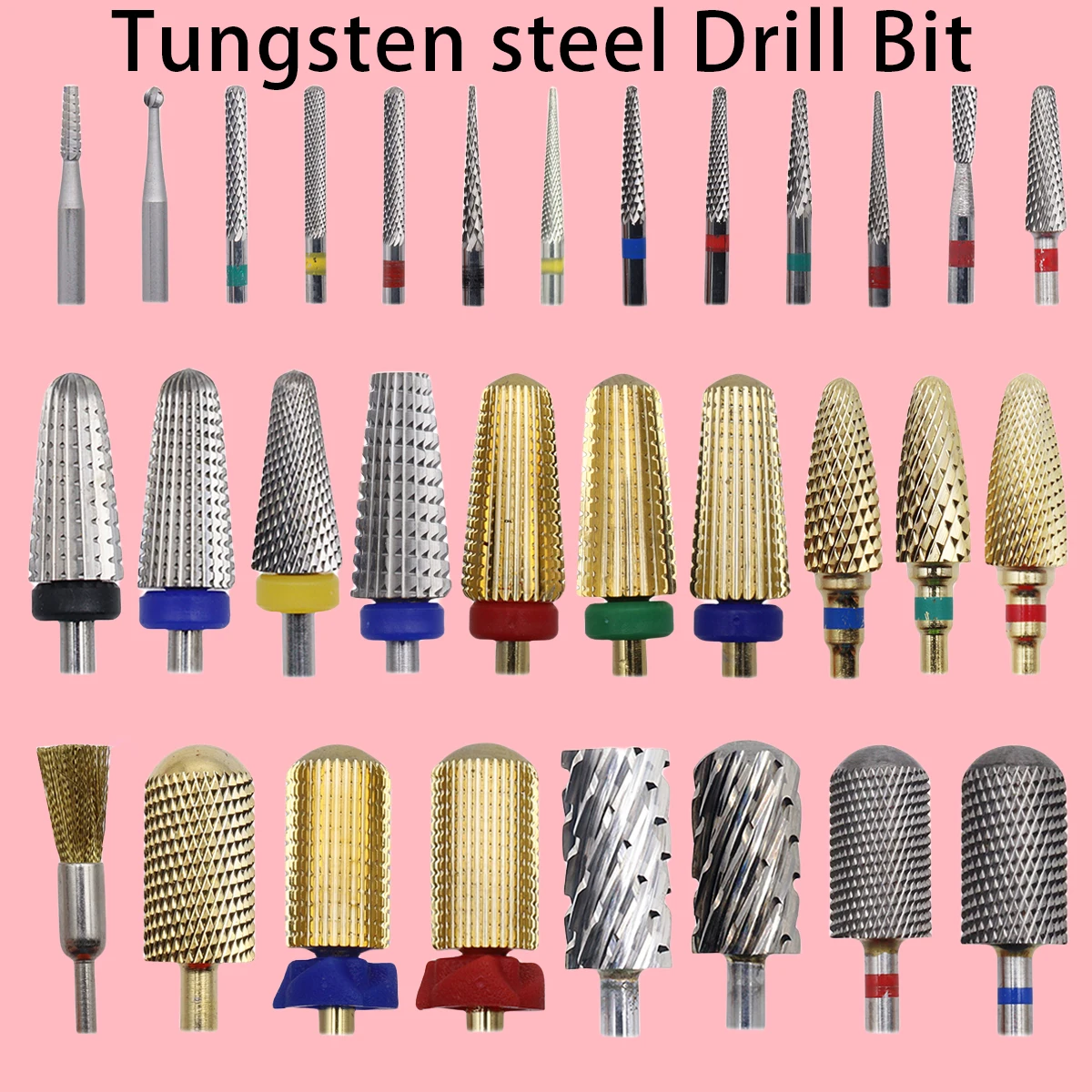 1pcs 60 Types Tungsten Carbide Nail Drill Bit Electric Nail Mills Cutter for Manicure Machine Nail Files Accessories