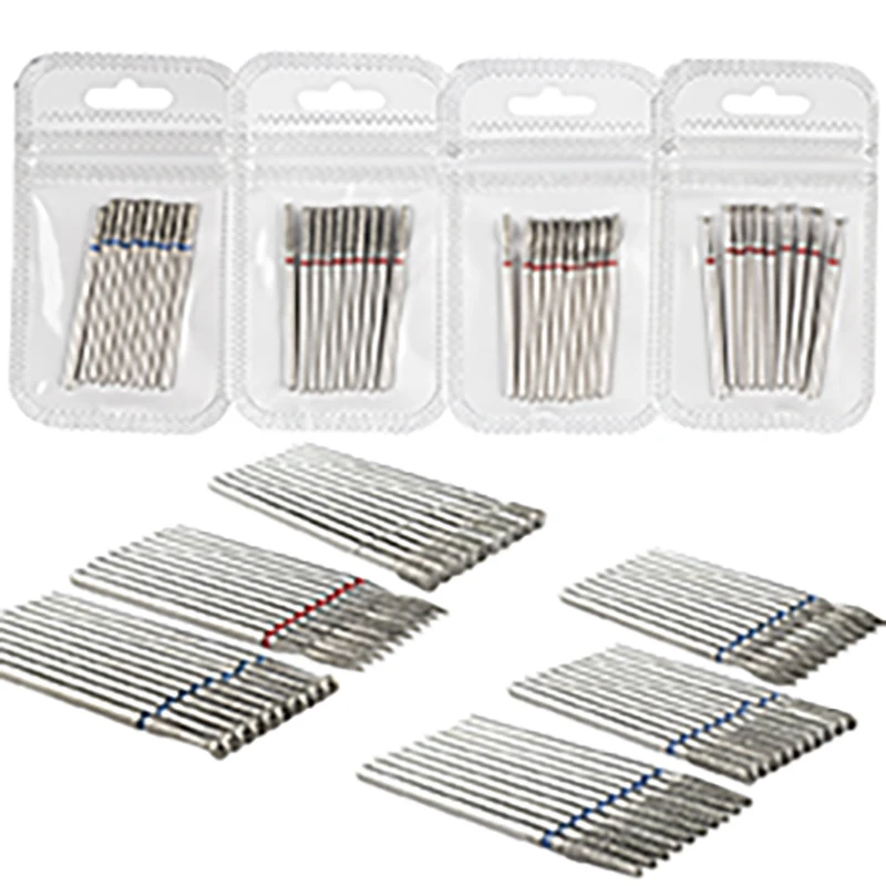 10pcs Diamond Milling Cutter For Manicure Nail Drill Bits Set Accessory Pedicure Eletric Machine Nail Bit Flies Gel Remover Tool