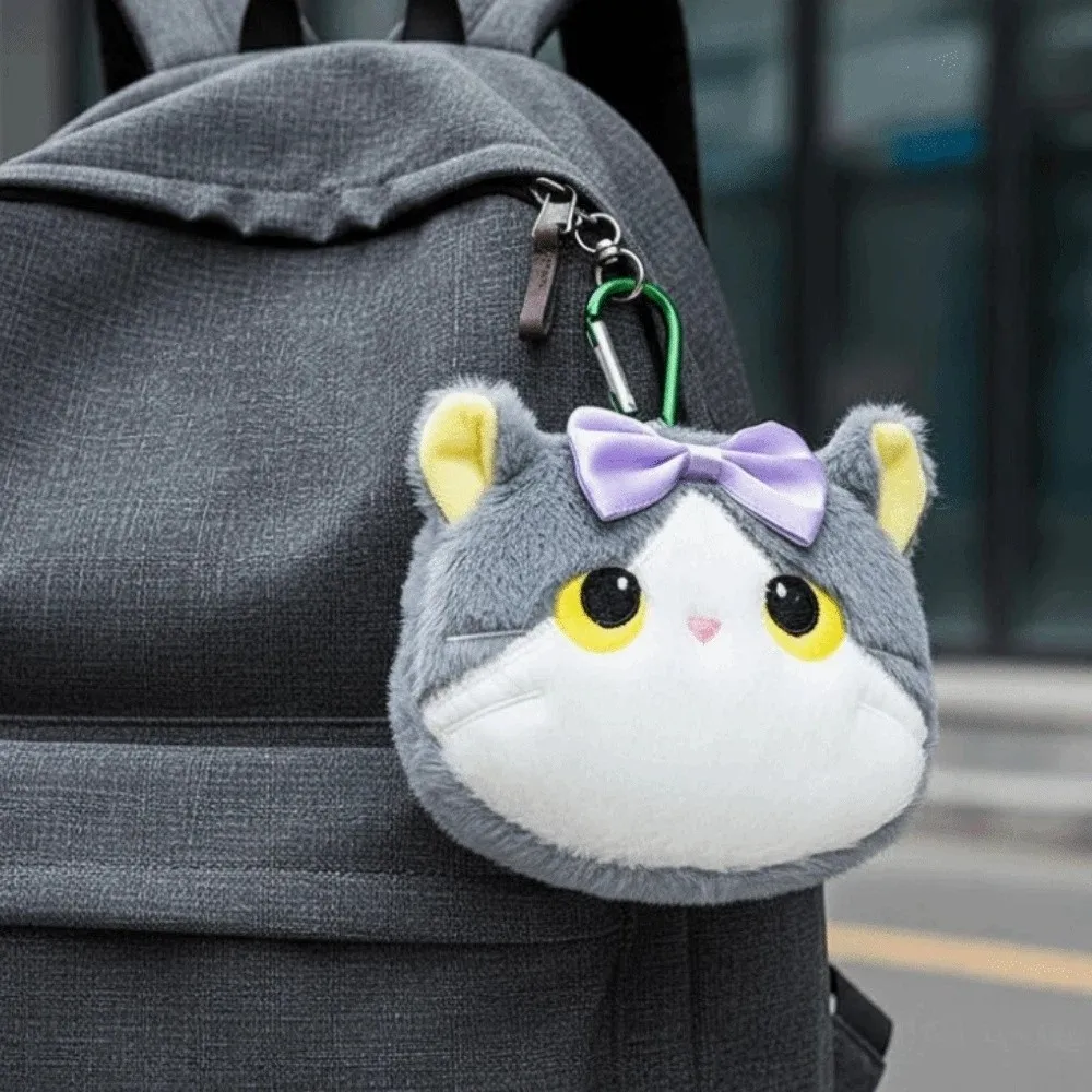 Star Decor Cat Coin Purse Faux Fur Zipper Closure Mini Wallet Fabric Compact Size Earbud Storage Bag Daily Shopping