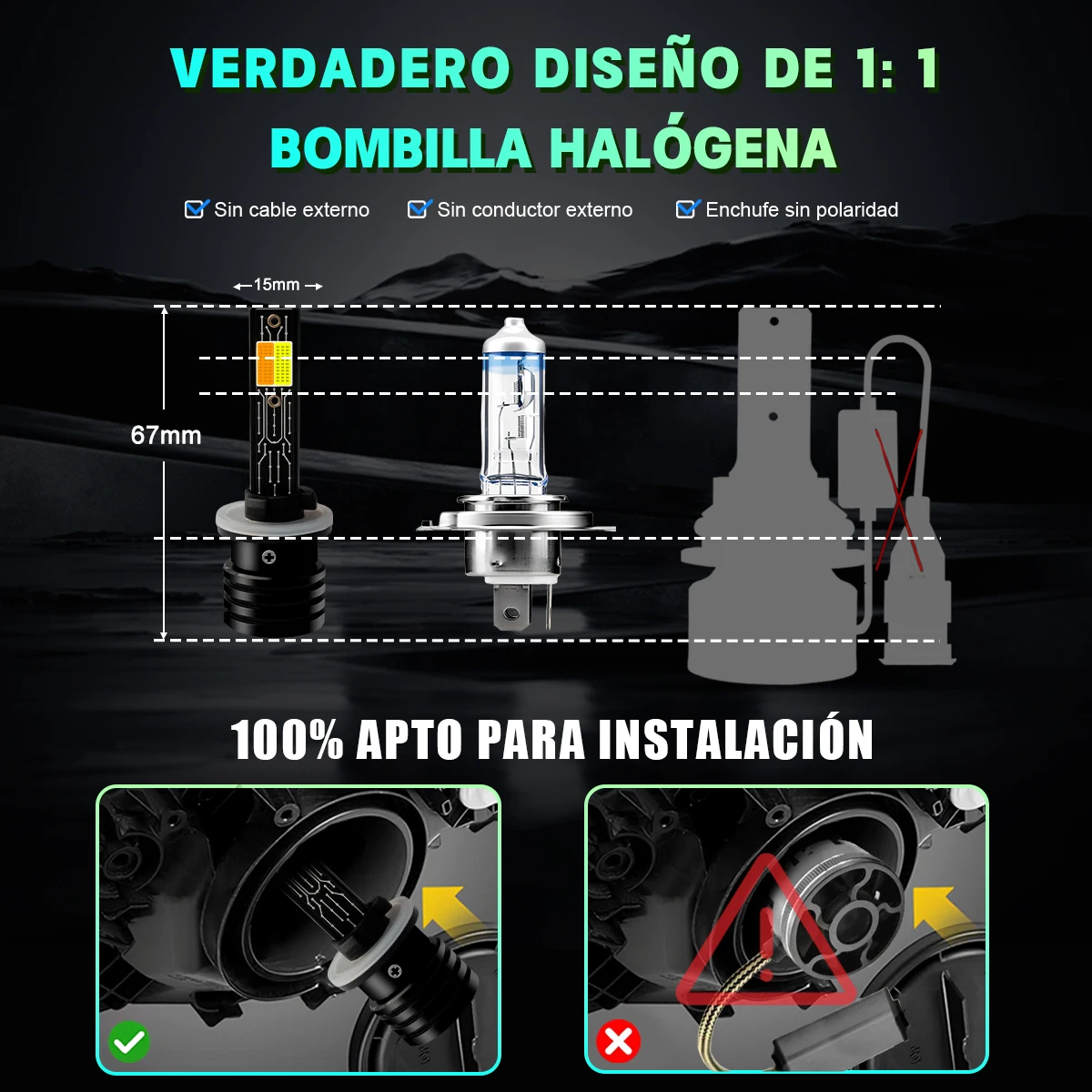 H1 H3 H7 H8 H9 H11 HB3 9005 HB4 9006 H27 880 881 H4 HB2 9003 LED Headlight Bulbs 12V 3000K 4300K 6000K with Burst flash