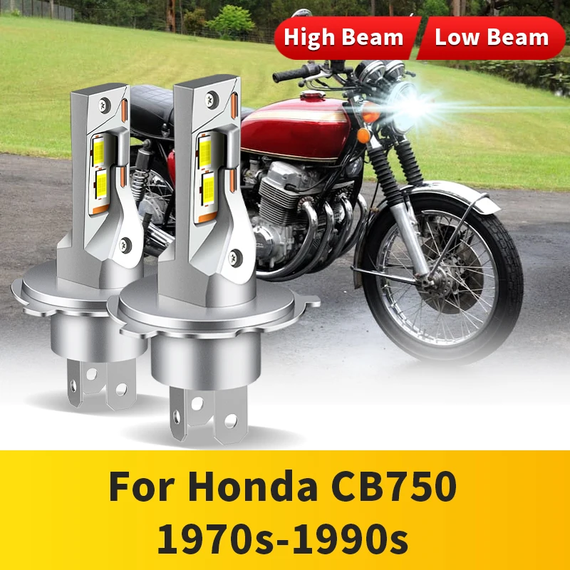 1PC/2PCS H4 HB2 9003 Super Bright Motorcycle LED Headlight Bulbs 20000LM 24W High Power Spotlight For Honda CB750 1970s-1990s