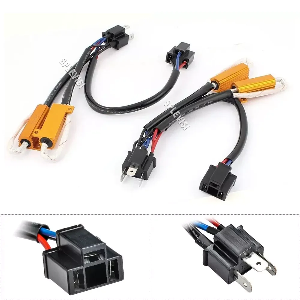 2x 472 472C P43T H4 9003 HB2 50W 6 ohm LED Headlight  Light Decoders Error Free Canbus Wiring Load Resistors