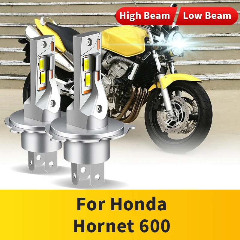 1PC/2PC H4 HB2 9003 Hi/Lo Beam Lamp Motorcycle LED Headlight 20000LM 24W High Power Spotlight For Honda Hornet 600 LED Bulb 12V