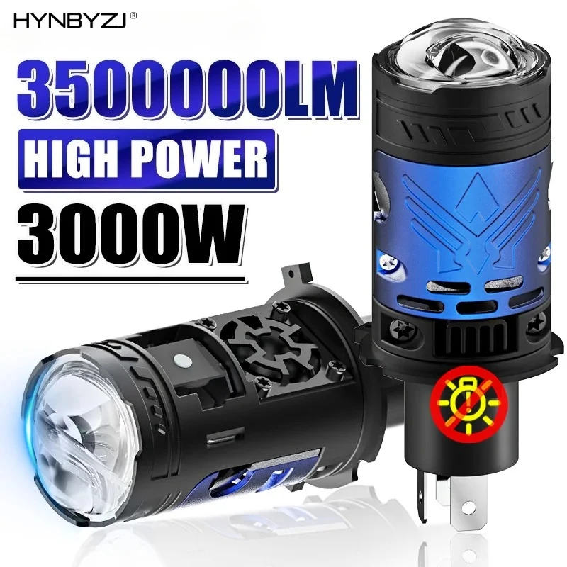 H4/9003/HB2 LED Headlight Bulb Projector Lens Canbus Super Bright LED 3000W 3500000LM 6000K Hi/Low Light Apply to Car&Motorcycle
