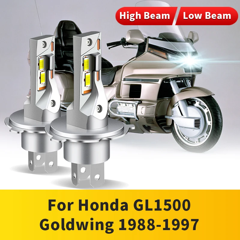 1/2PC H4 HB2 9003 Motorcycle LED Headlight Bulb 20000LM 24W High Power Bright Spotlight For Honda GL1500 Goldwing 1988-1997