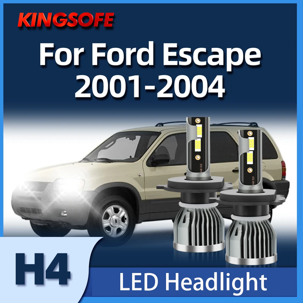 KINGSOFE 2PCS LED Headlight H4 9003 HB2 6000K CSP Chip Car Light High Low Beam Bulbs Fit For Ford Escape 2001 2002 2003 2004