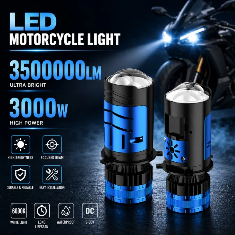 CF 3000W H4 LED Headlight Bulb Projector Lens CANBUS Super Bright 3500000Lm 6500K Turbo Fan Car light 9003/HB2 For Motorcycles