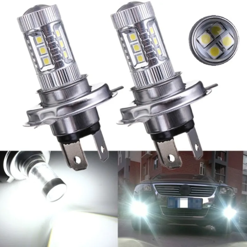 H4 HB2 9003 LED Headlight Bulbs Hi Lo Beam 12V 80W 6000K with Fog Light Lens