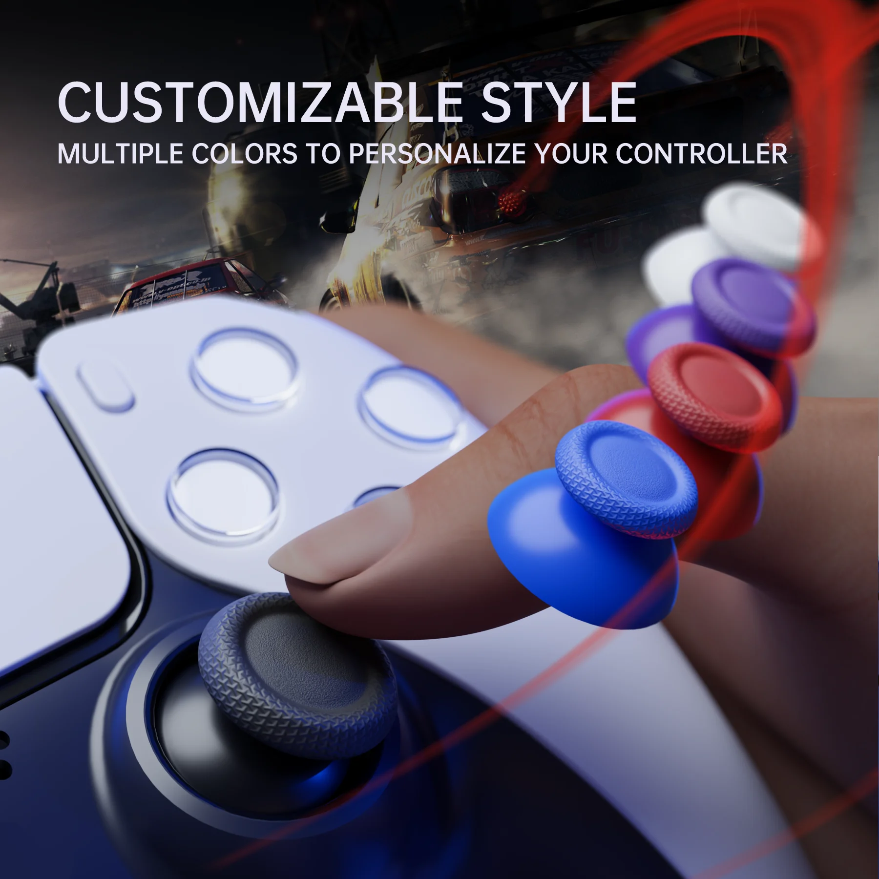 eXtremeRate Black 2 Pairs Universal Replacement Thumbsticks for PS5, for PS4 All Model Controllers, Custom Analog Stick Joystick