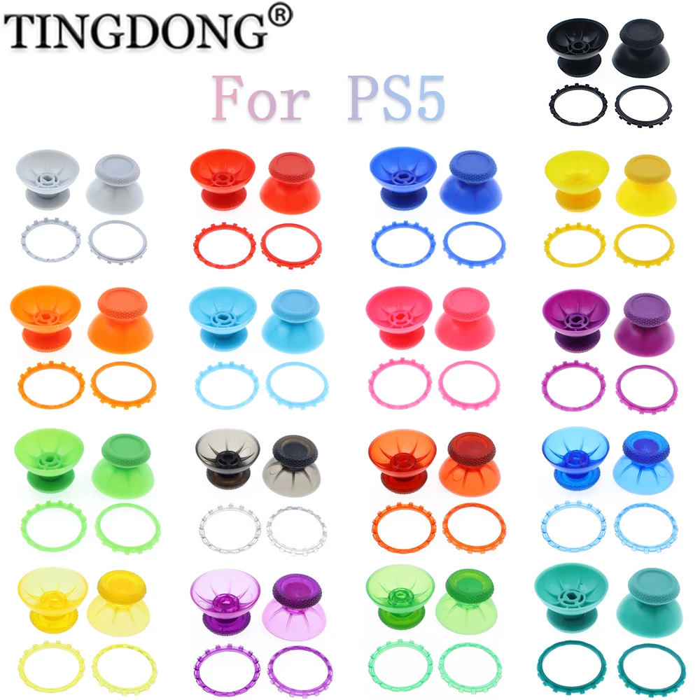 2 Pcs For Dualsense 5 PS5 Controller 3D Analog Mushroom Cap Thumbstick Joystick Cover Rings Repair Replacement Parts