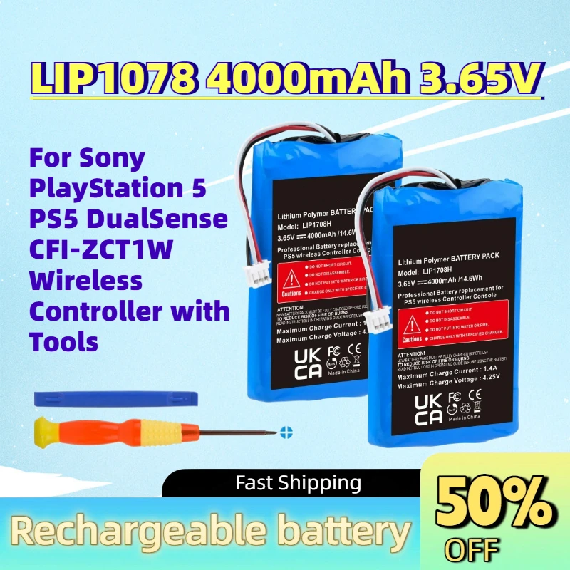 In Stock LIP1078 4000mAh 3.65V PS5 Li-ion Battery for Sony PlayStation 5 PS5 DualSense CFI-ZCT1W Wireless Controller with Tools