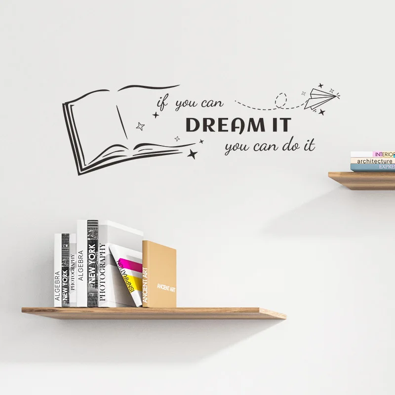 Creative Books English Proverbs Wall Sticker For Living Room Study Decor Decals Bedroom Home Decoration Self-adhesive Wallpaper