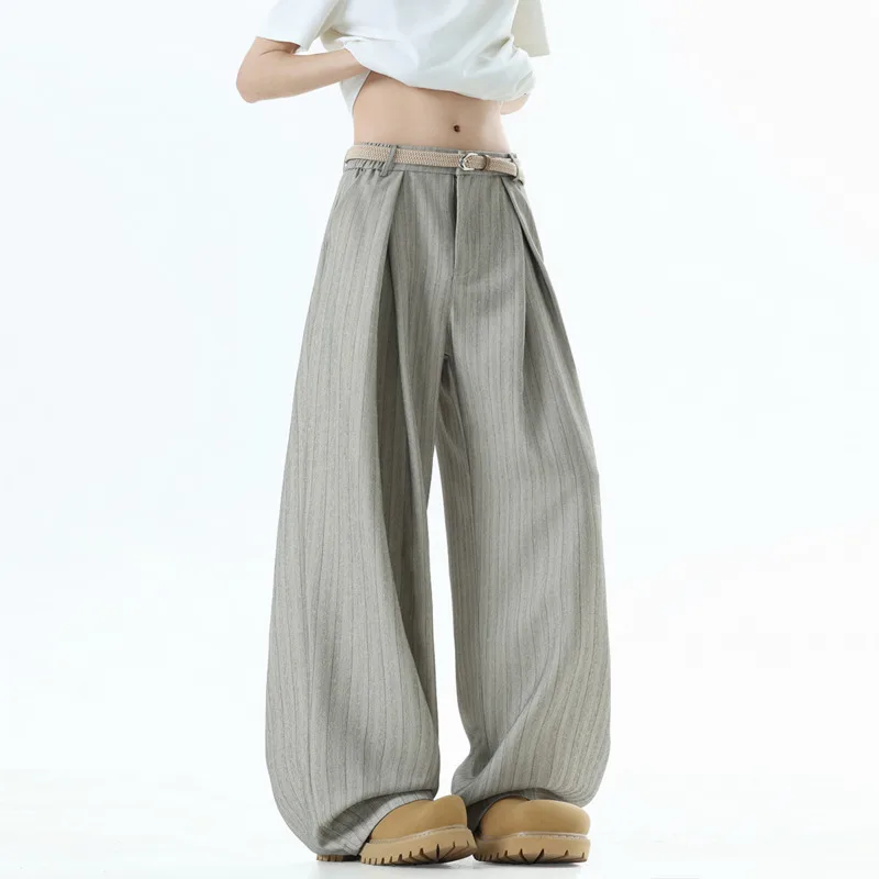 Oversized Striped Suit Pants For Men Fashion Society Mens Dress Pants Korean Loose Wide Leg Pants Mens Office Formal Trousers