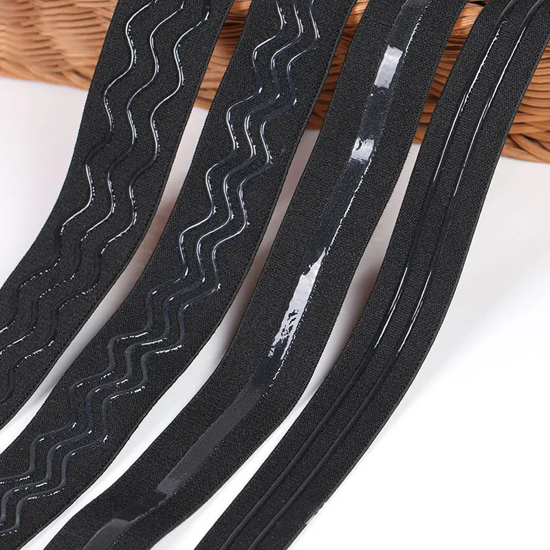 5Meters 20-50mm Non-Slip Elastic Ribbon Silicone Black Belt Strech Tape For DIY Garment Underwear Sewing Crafts Accessories