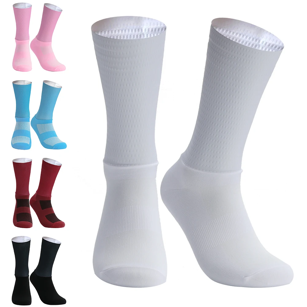 Aero Bike Team New Cycling Socks Summer Silica Gel Non-slip Breathable Pro Racing Sports Socks Men Women Calcetines Ciclismo