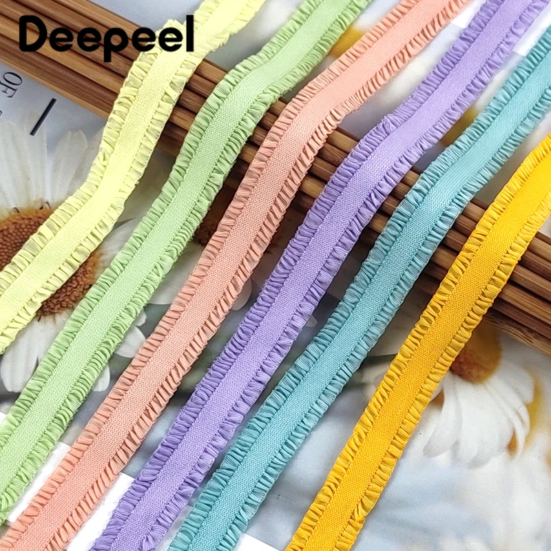 5-30Yards 13mm Colorful Ruffle Elastic Band Hairwear Belt Lace Rubber Bands Underwear Bra Strap Stretch Tape Sewing Accessories