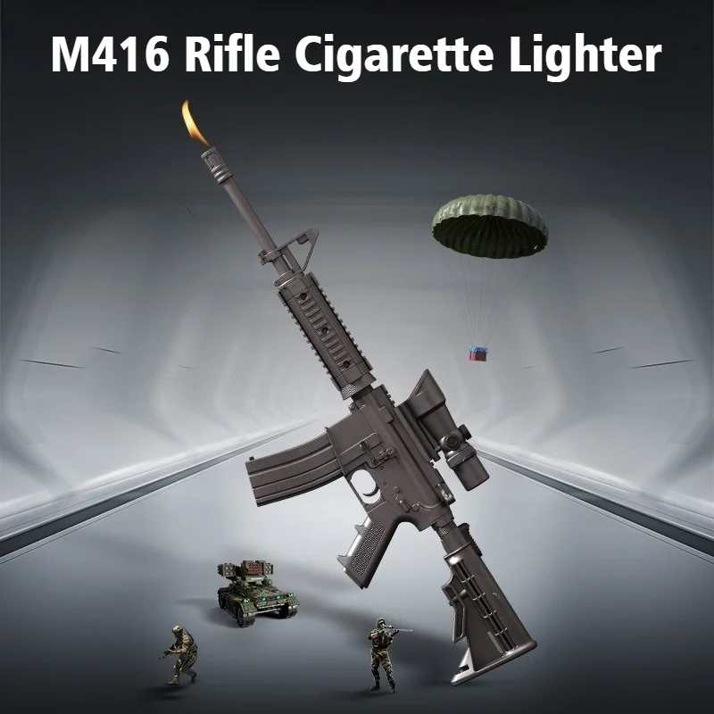 M416 Rifle Gun Inflatable Butane Lighter Cigar Igniter Windproof Open Flame Men's Gifts Cigarette Lighters & Smoking Accessories