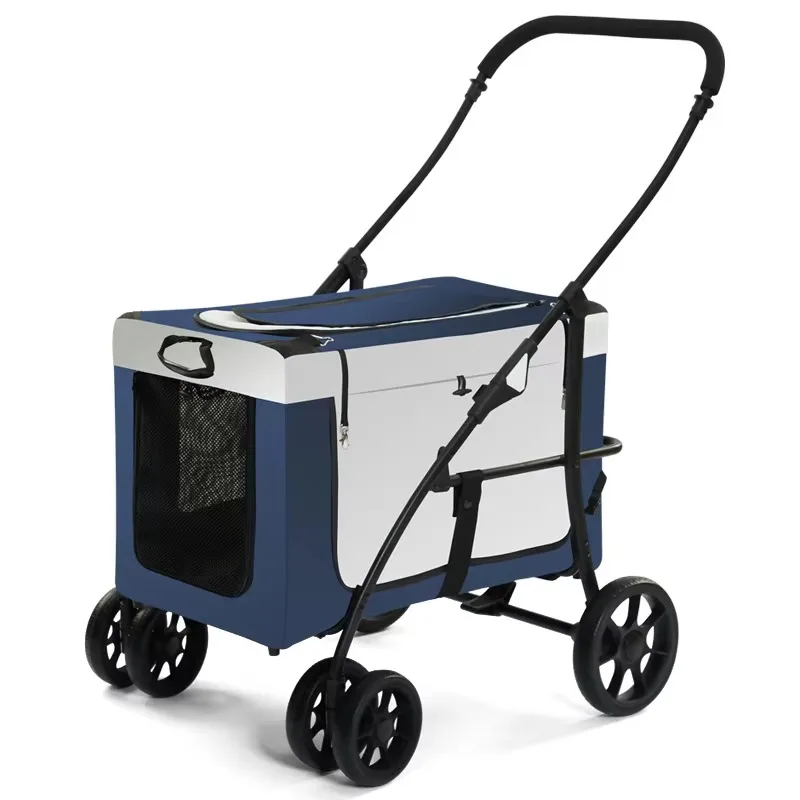 2-in-1 Pet Stroller 3-Wheel Large Capacity Foldable Detachable Carrier Multi-Pet Wagon Oxford Fabric 20kg Max Load for Dogs