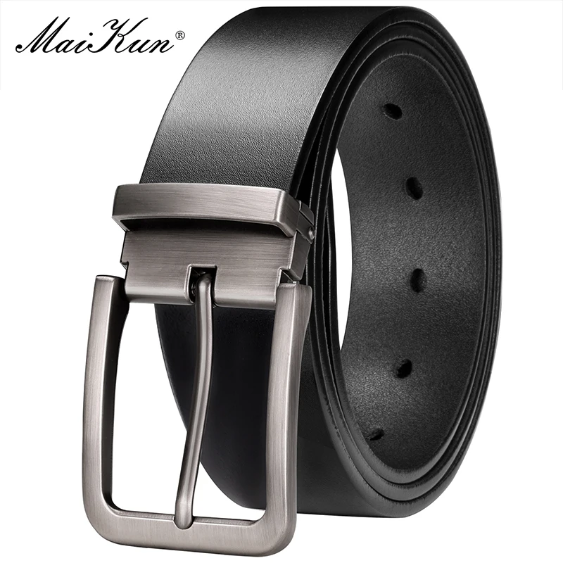 Maikun Genuine Leather Men's Belt Large Size Casual Belt Alloy Pin Buckle Business Suit Belt Father's Day Present Gift