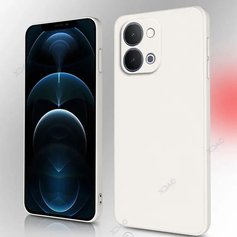 Internal Flocking Square Liquid Silicone Phone Cases for VIVO IQOO Z11 Z11x IQOOZ11 IQOOZ11x Soft Shockproof Back Cover Housing