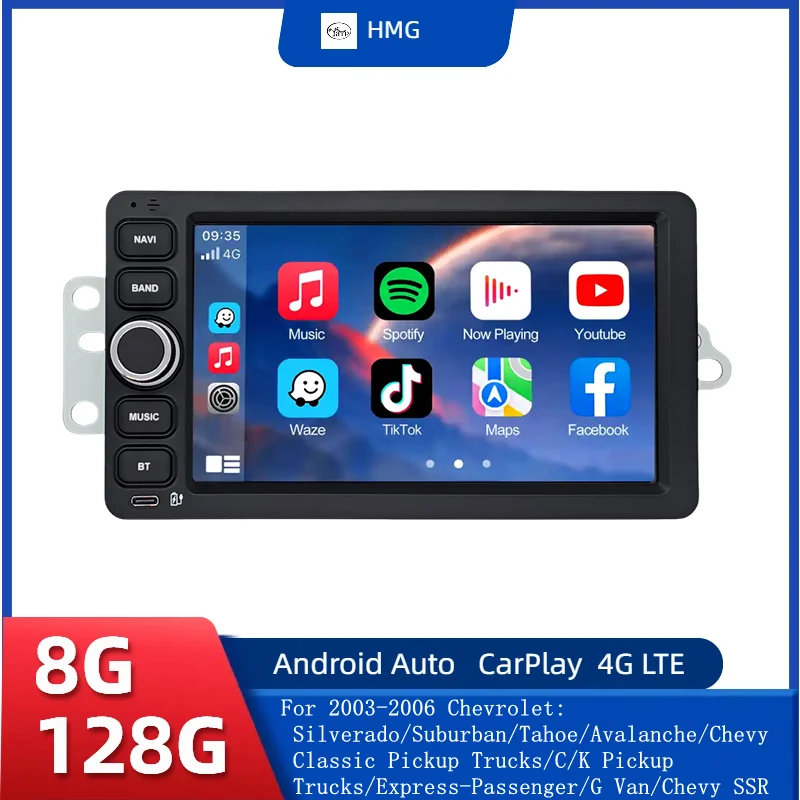 HMG Android 15 Car Radio Stereo GPS For Chevrolet Silverado Suburban Tahoe GMC Sierra 2003-2006 Hummer Multimedia Video Player
