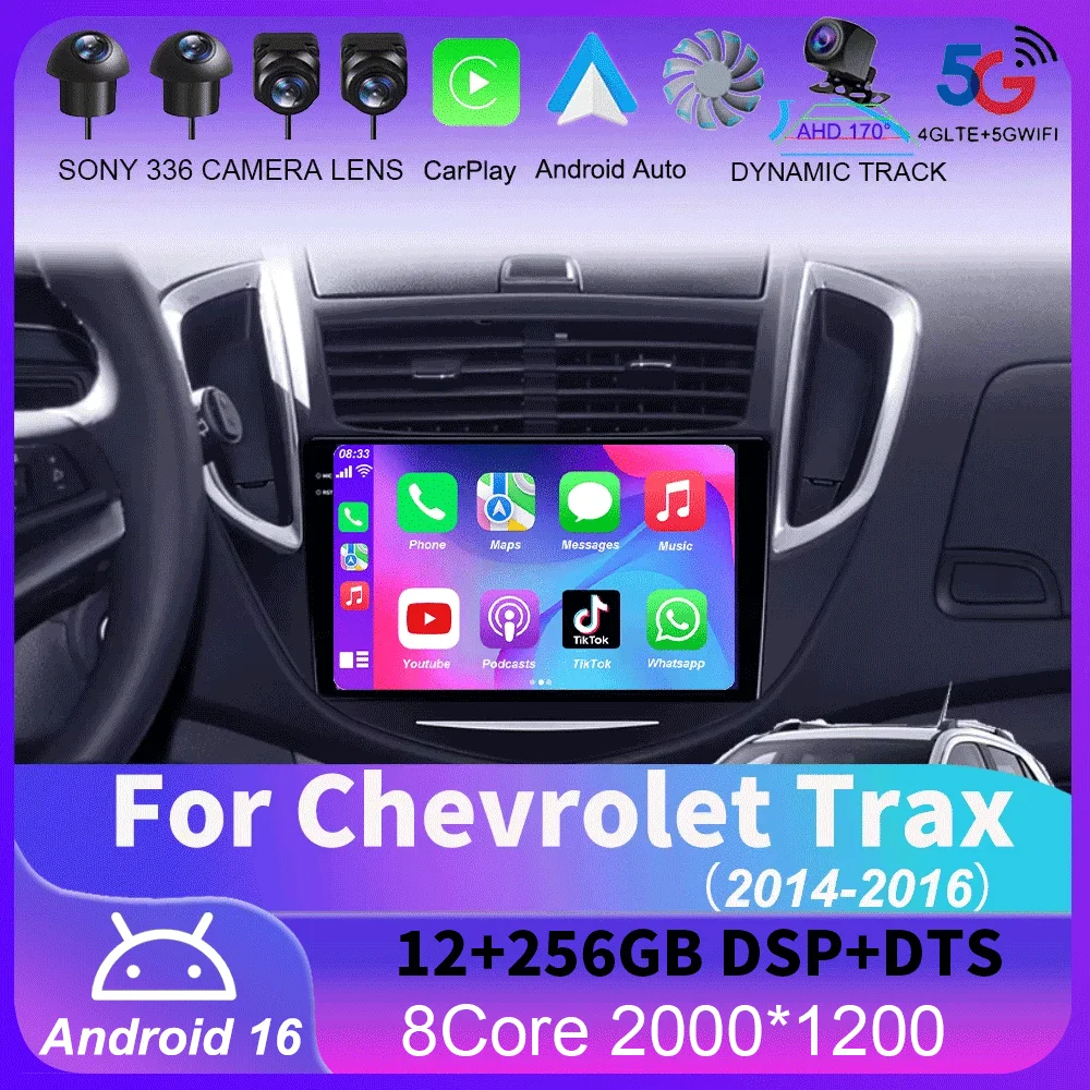Android 16 Car Radio For Chevrolet Trax 2014 - 2016 Multimedia Video Player Auto Stereo GPS Navigation Carplay Head Unit Screen
