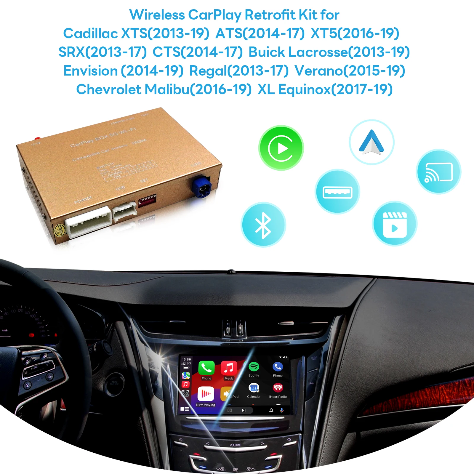 LVDS RGB Wireless CarPlay Android Auto Interface For Cadillac XTS ATS XTS SRX Buick Lacrosse Envision Regal Chevrolet
