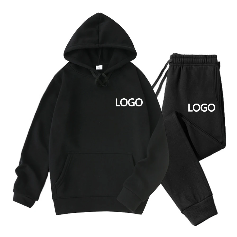 Customize your logo, men's and women's hoodies and trousers two-piece suits, spring and autumn fashion casual sportswear, couple