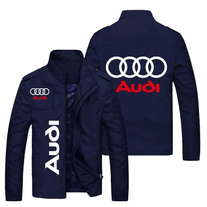 Audi Men's Button-Down Racing Jacket Casual Cardigan with Team Logo Motorcycle Spring Coat Fashionable Men's Clothing