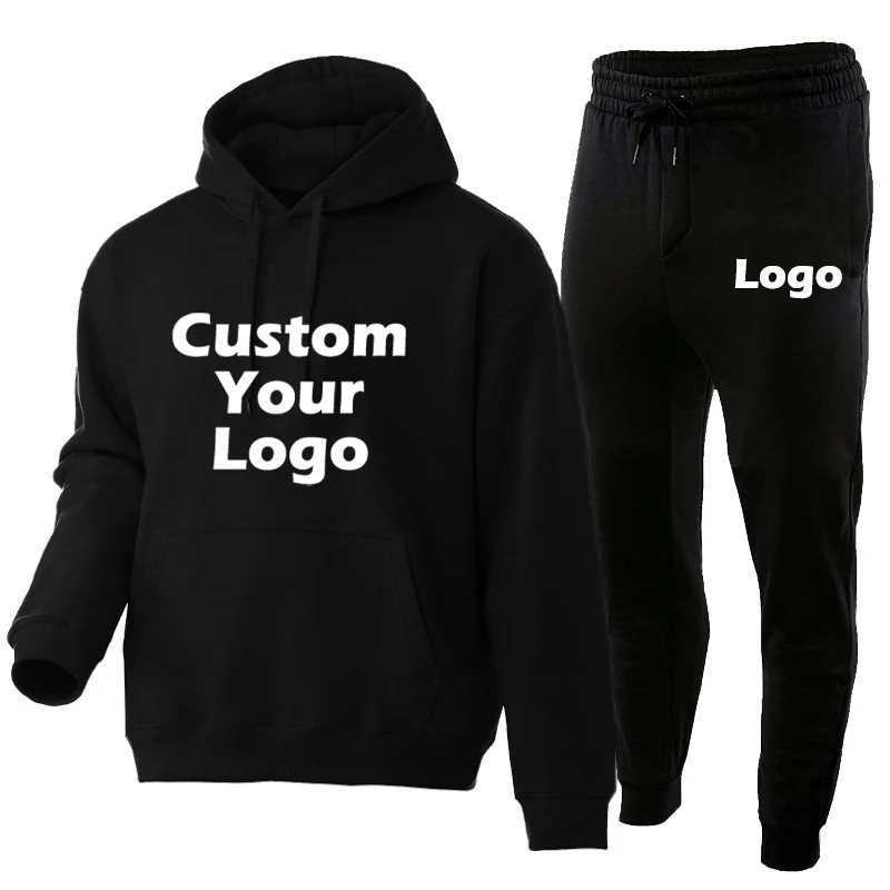 Casual Customize your logo Sport Suit Men's Fashion Tracksuit Basketball Hoodie Jogging Suit diy Printing Pants Oversize Set
