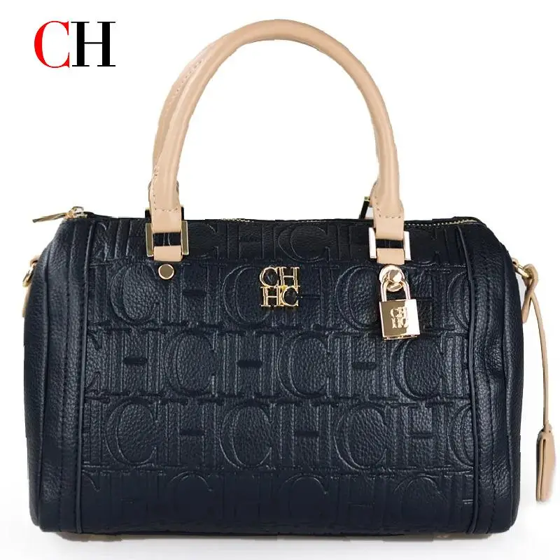 CH Women Handbag Luxury Embossed Logo Brown PU Leather Top Handle Bag Stylish Lock 2026 Trendy Crossbody Bag Hot Sale