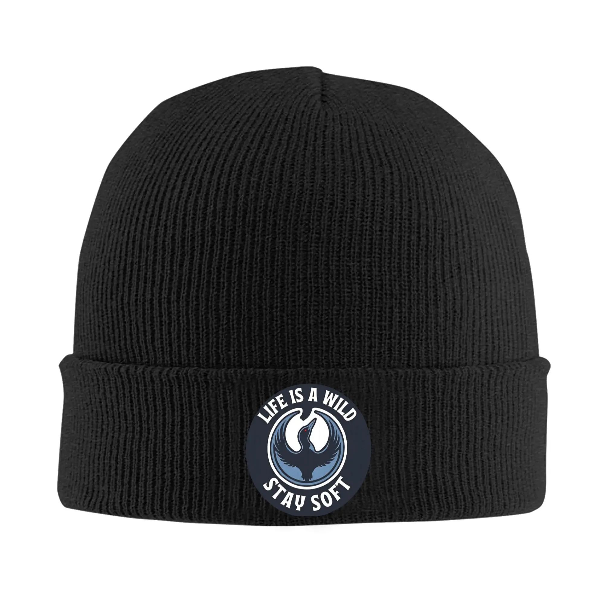 Life Is Wild Stay Soft Rebel Loon Circle Logo Knitting Hat Fashion Caps Unisex Hippie Beanie Hats Autumn Warm Bonnet Hats