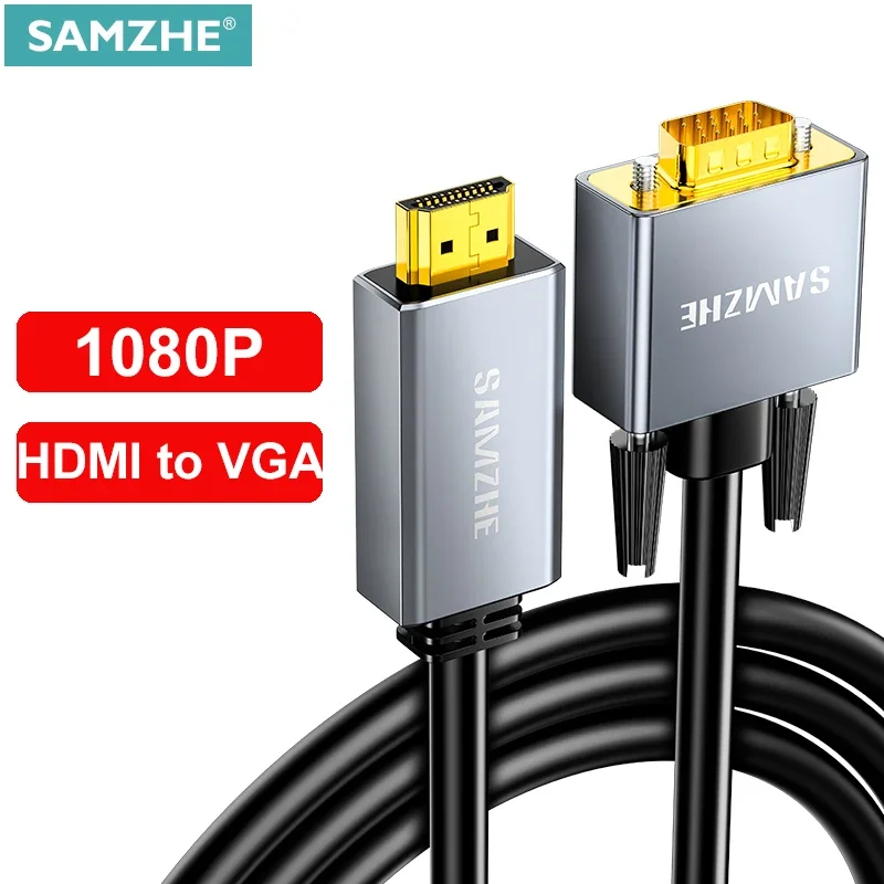 SAMZHE HD 1080P HDMI-Compatible to VGA Cable Adapter Video Audio Male to Male Converter For Projector Monitor Laptop PC TV Box