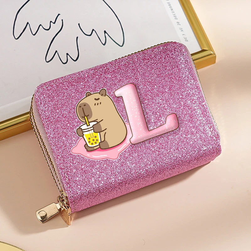 Kawaii Capybara Wallet Girl Shining Sweet Purse Large Capacity Card Bags Multi-functional Moneybag Cute Fashion Pocketbook Gift