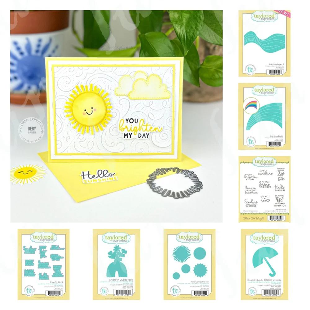 Spring Rainbow Bright Shine Metal Cutting Dies and Clear Stamps DIY Making Paper Card Layered Stencils Scrapbooking Decoration