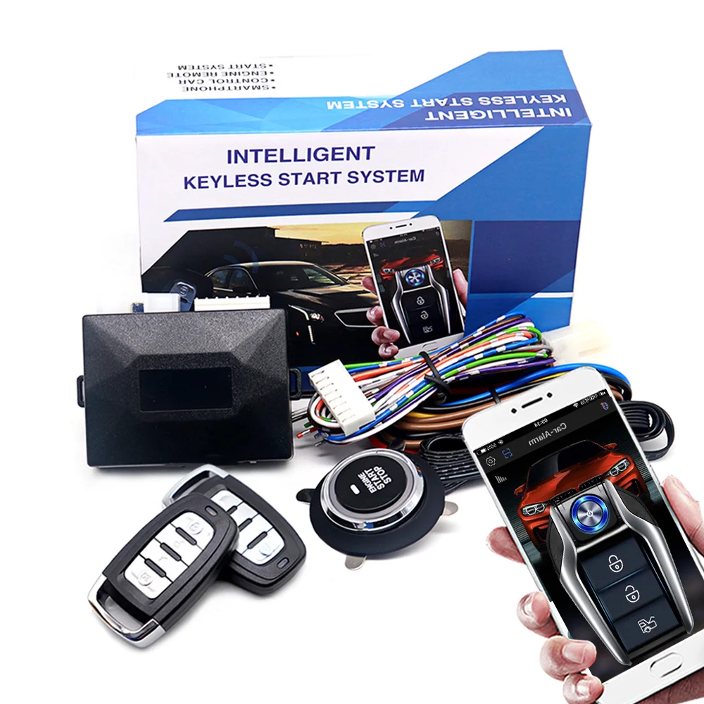 Kirbin Car Alarm Universal Car Push Button Start Stop Keyless Entry Starter System Bluetooth APP PKE start Engine Ignition Kit