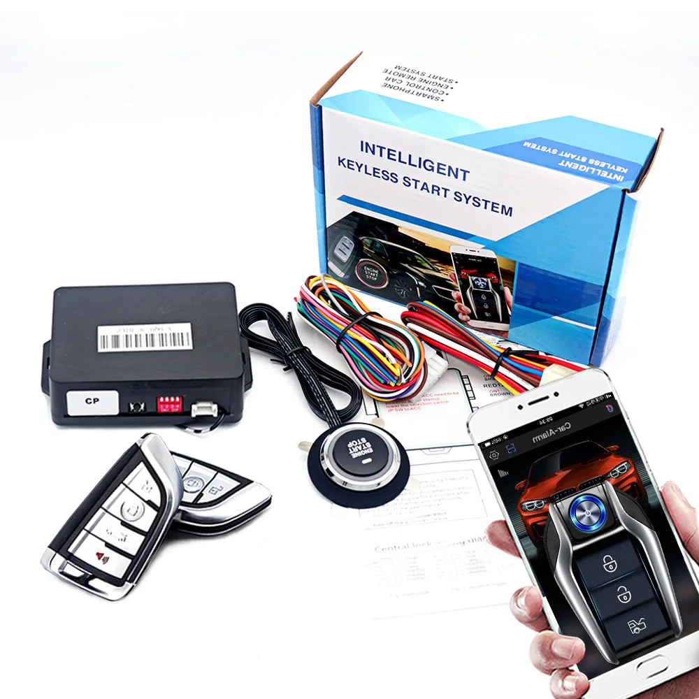 Kirbin Universal Car Push Button Start Stop Keyless Entry Starter System Bluetooth APP PKE Remote Control Ignition Car Alarm