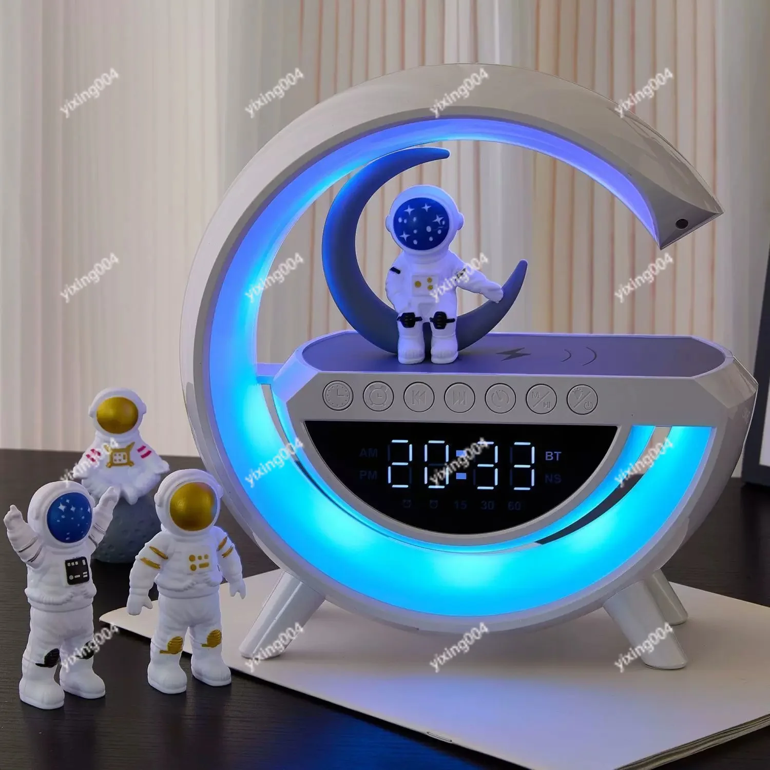 Wireless Charging Bluetooth Speaker Lamp Multifunctional Alarm Clock Ambient Night Light Birthday Gift