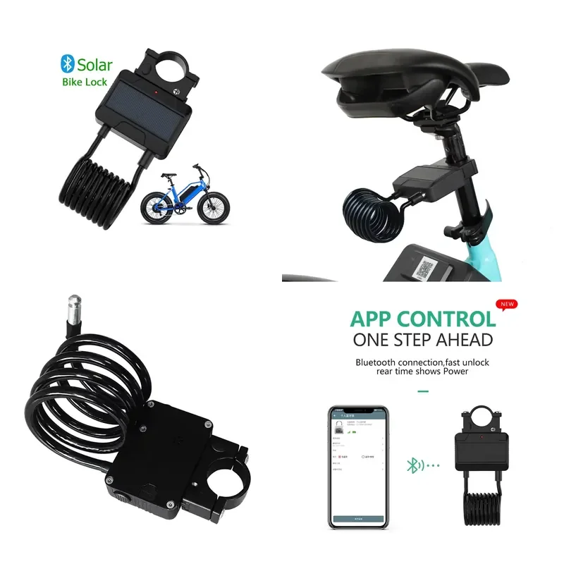【CHIMU HOME】 New Design Long Battery Life Solar Panel Retractable Wire Smart with Bluetooth Theft Alarm for