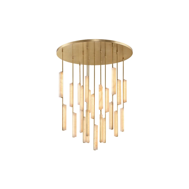 2026 LED Retro American Natural Marble Brass Ceiling Chandelier Lighting Lustre Suspension Luminaire Lampen For Living Room