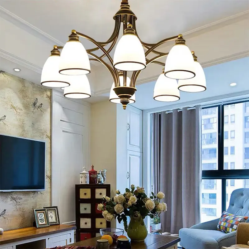 Retro Kitchen Lamp American Country Chandelier Living Room Dining Room Bedroom Chandelier Indoor Lighting Ceiling Chandelier