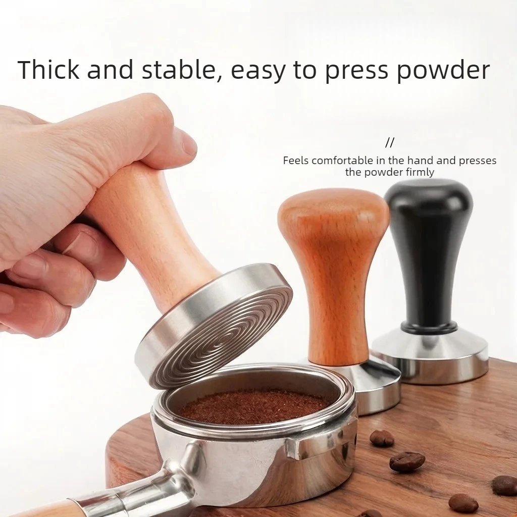 51/58mm Espresso Tamper Beech Wood Handle Stainless Steel Coffee Tamper for Espresso Machine Barista Tool
